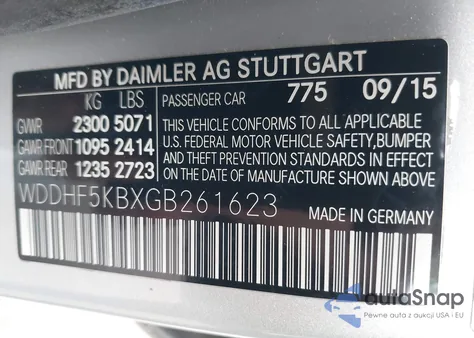2016 Mercedes-Benz E 350 from USA, damaged, VIN WDDHF5KBXGB261623
